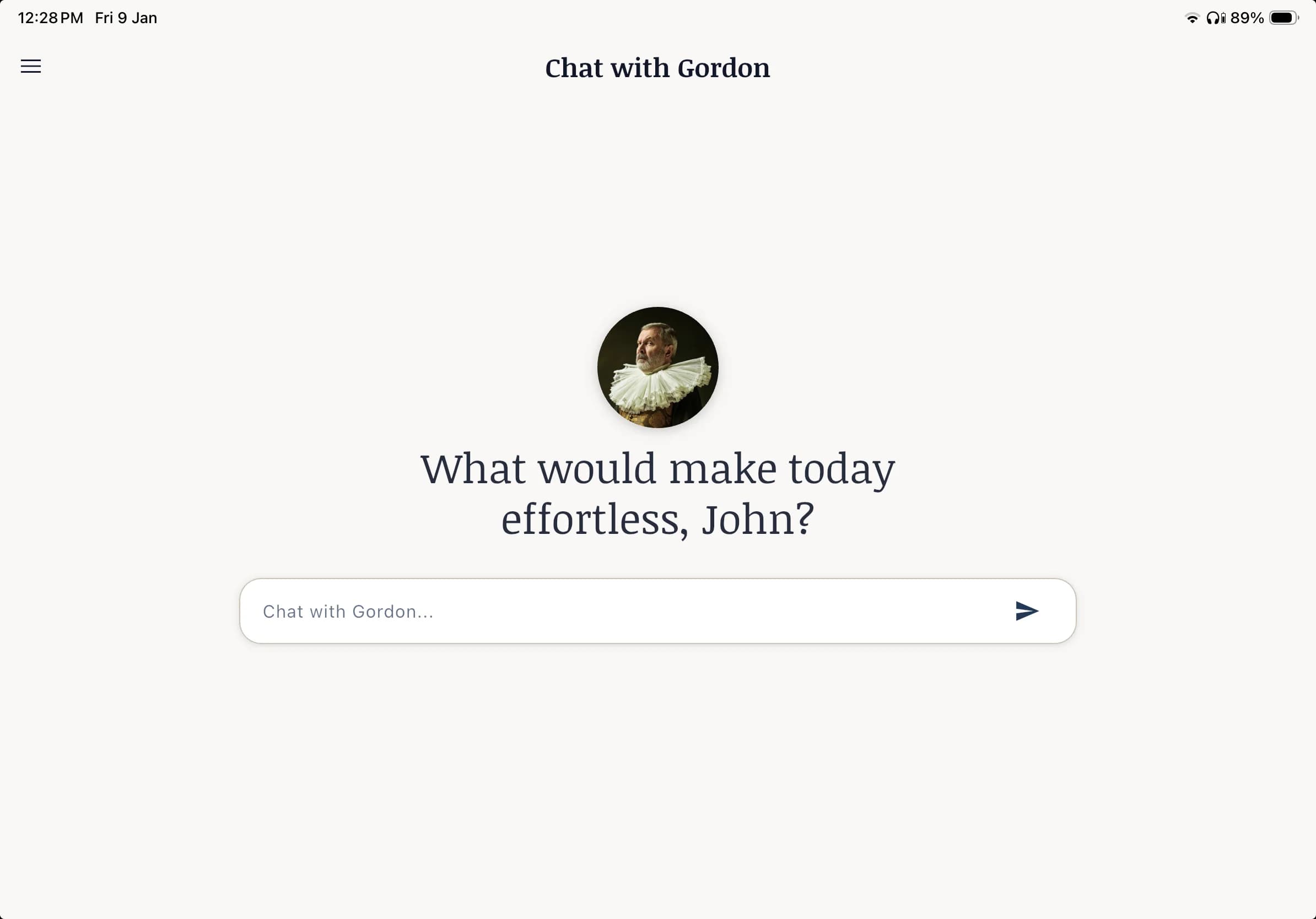 Gordon conversation interface on iPad